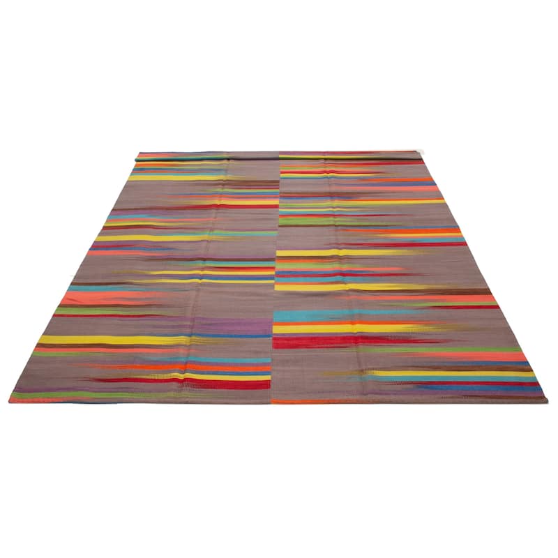 ECARPETGALLERY Flat-Weave Ankara FW Grey Wool Kilim - 9'10 x 12'10