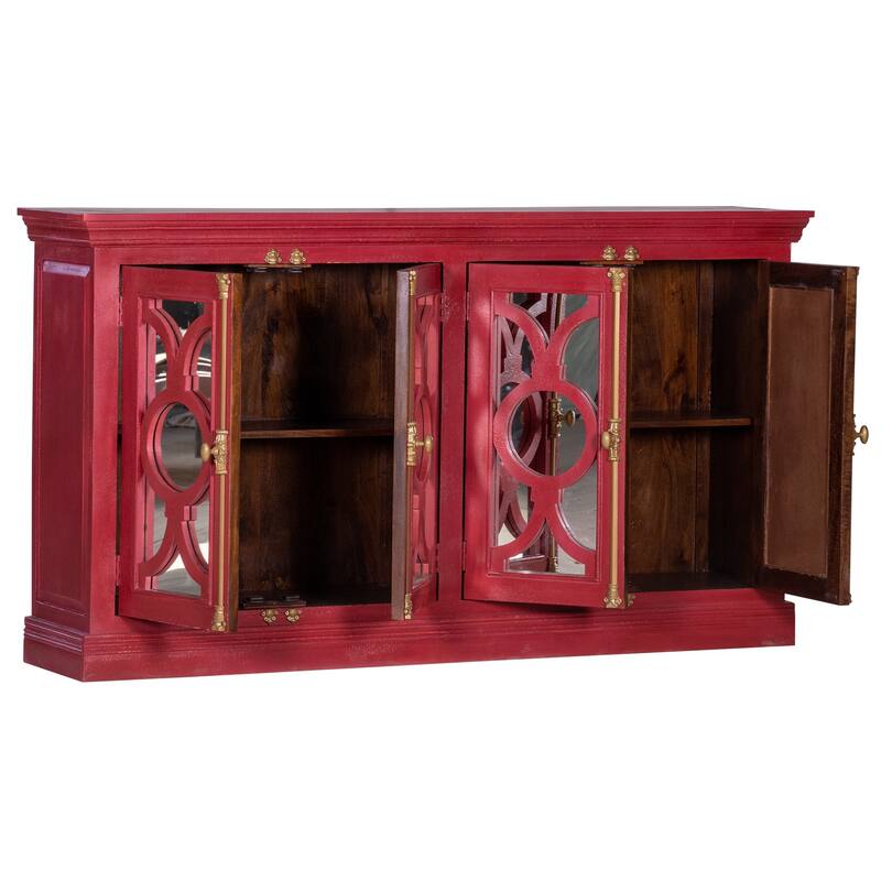 Maadze 71" 4-Glass Door Kitchen Accent Buffet Sideboard Cabinet