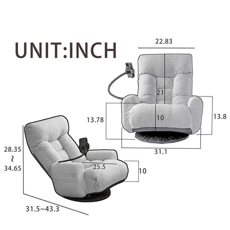360 degree Swivel Adjustable Lounger with Phone Holder - Ergonomic Recliner for Living Room & Game Room Relaxation