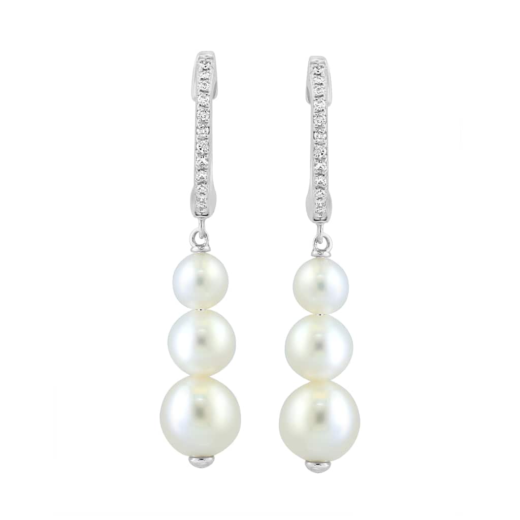 EFFY 14K White Gold Diamond and Freshwater Pearl Earrings