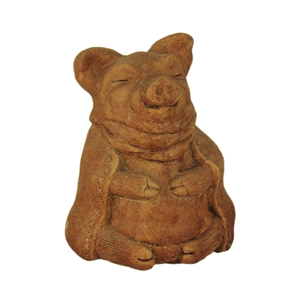 Designer Stone Rustic Brown Zen Pig Concrete Statue - 6 X 4 X 4 inches