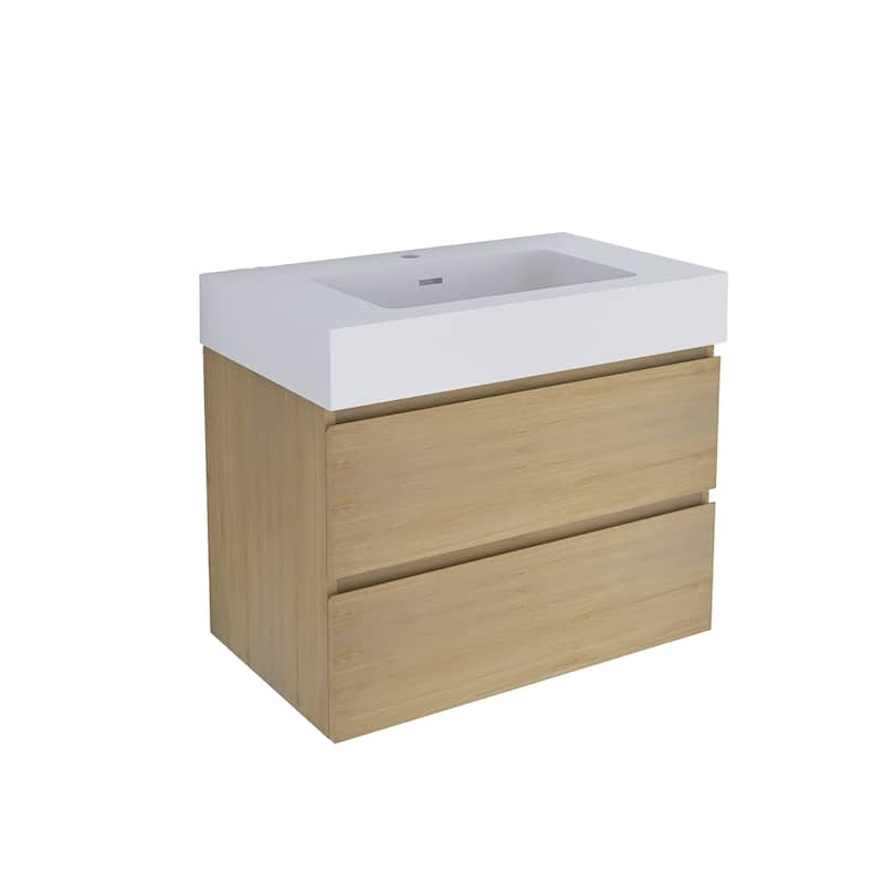 Floating Bathroom Vanity with Solid Surface Top