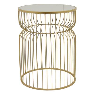 Plutus Brands Metal Plant Stand W/mirror in Gold Metal