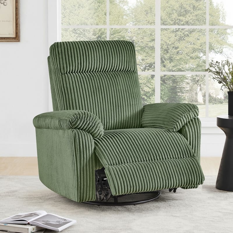 Spruce & Spring Manual Swivel Glider Recliner for Nursery - Moss Green