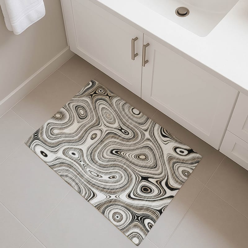 Premium Washable Super Soft Contemporary Alfa Mayfield Rug - Ivory - 1'8" x 2'6"