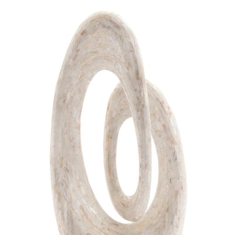 Mother of Pearl Shell Abstract Swirl Decorative Sculpture with Black Base - Gray or White - Roche River Decor