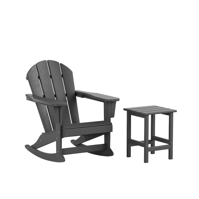 Polytrends Laguna Hdpe All Weather Outdoor Patio Rocking Chair With Side Table (2-Piece Set)