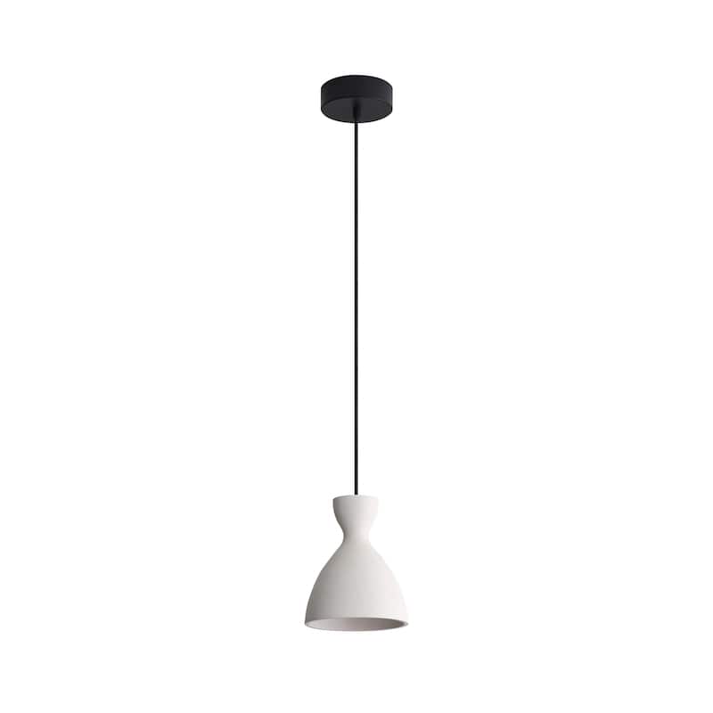 Golden Lighting Aethera 7in Integrated LED Pendant in White Sandstone Cement - Gold