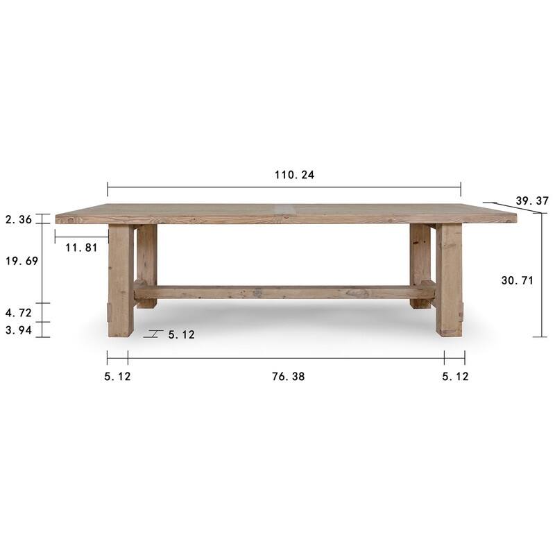 110"L Rectangular Weathered Natural Wood Indoor Amalfi Dining Table - Brown