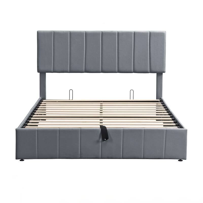 Queen size Upholstered Platform bed with a Hydraulic Storage System
