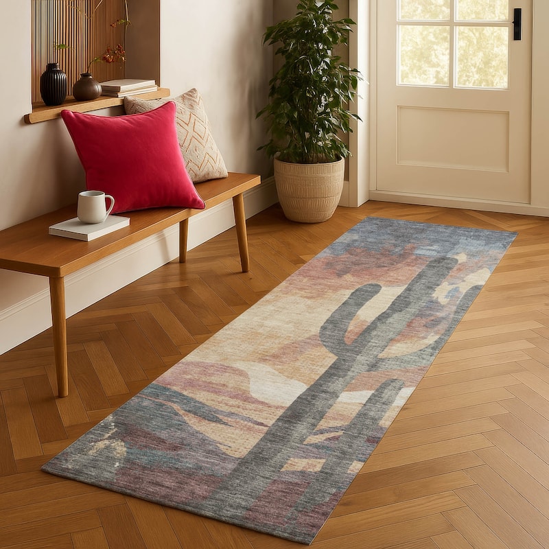 Machine Washable Indoor/ Outdoor Desert Inspiration Chantille Rug