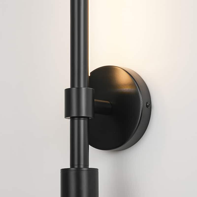 Minimalist Linear Matte Black Rotatable LED Wall Sconce for Bedroom & Living Room - 4.7 in. W x 3.9 in. D x 67.3 in. H