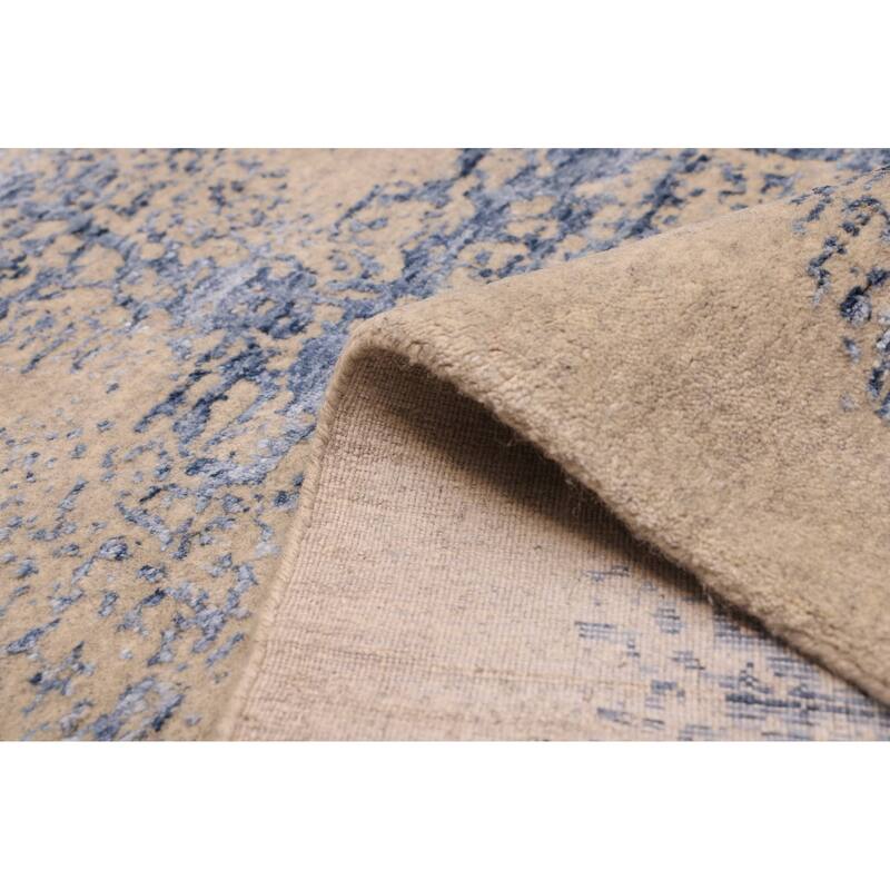 ECARPETGALLERY Hand Loomed Elysian Dark Blue, Light Khaki Rug - 7'10 x 9'11