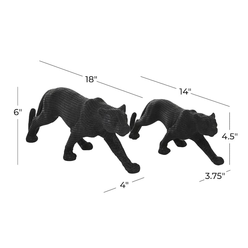 Polystone Leopard Decorative Sculpture - Set of 2 Black or Gold - Roche River Decor