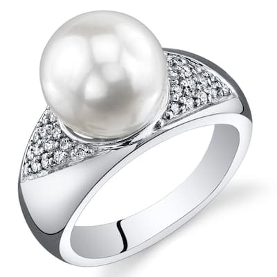 Sterling Silver White Freshwater Pearl Ring 8.5-9mm