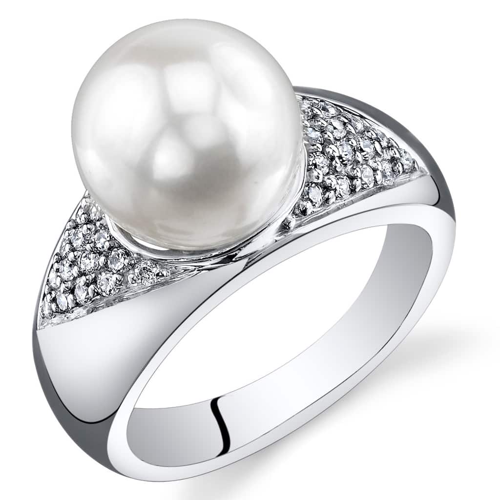 Sterling Silver White Freshwater Pearl Ring 8.5-9mm