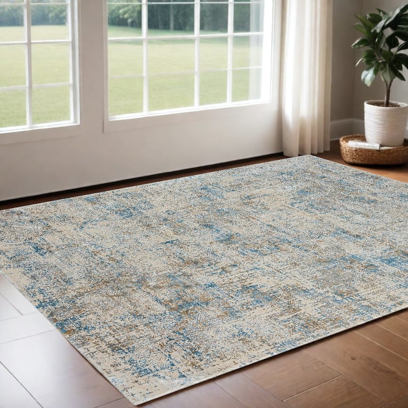 Daca Abstract Area Rug By HomeRoots - 2' x 3' - Blue