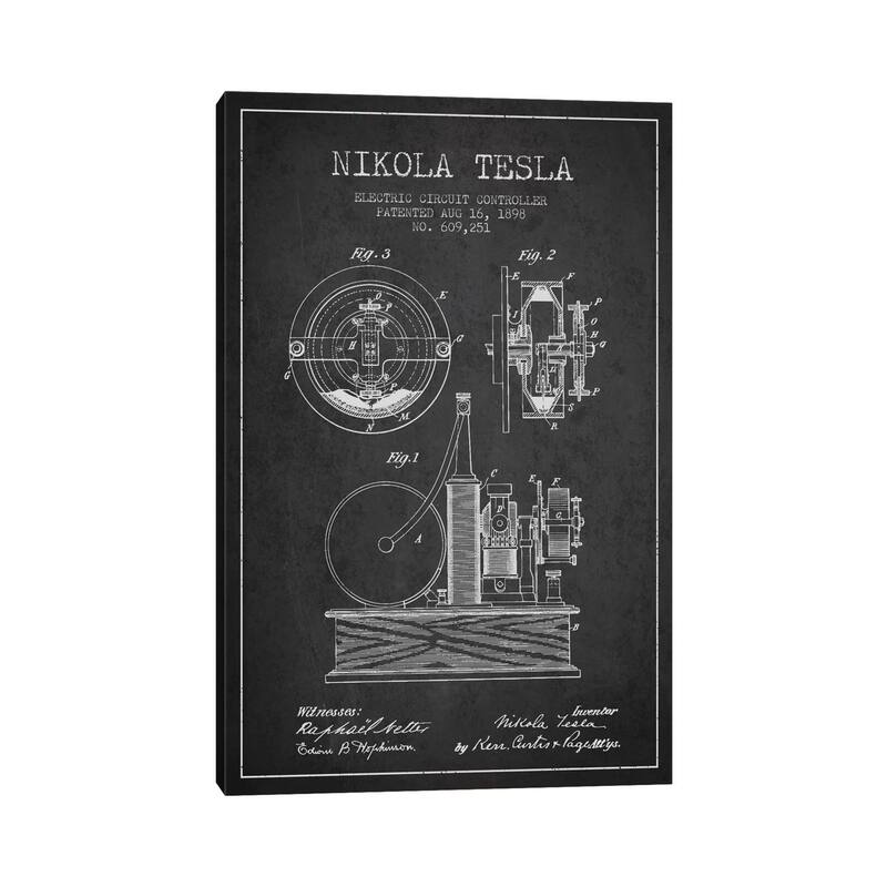 iCanvas "Electric Circuit Charcoal Patent Blueprint" by Aged Pixel Canvas Print