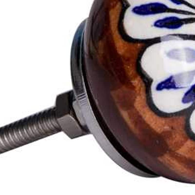 HomeRoots Set of Twelve Blue And White Floral Ceramic Drawer Pull Knobs - 1.5" x 1.5" x 1.5"