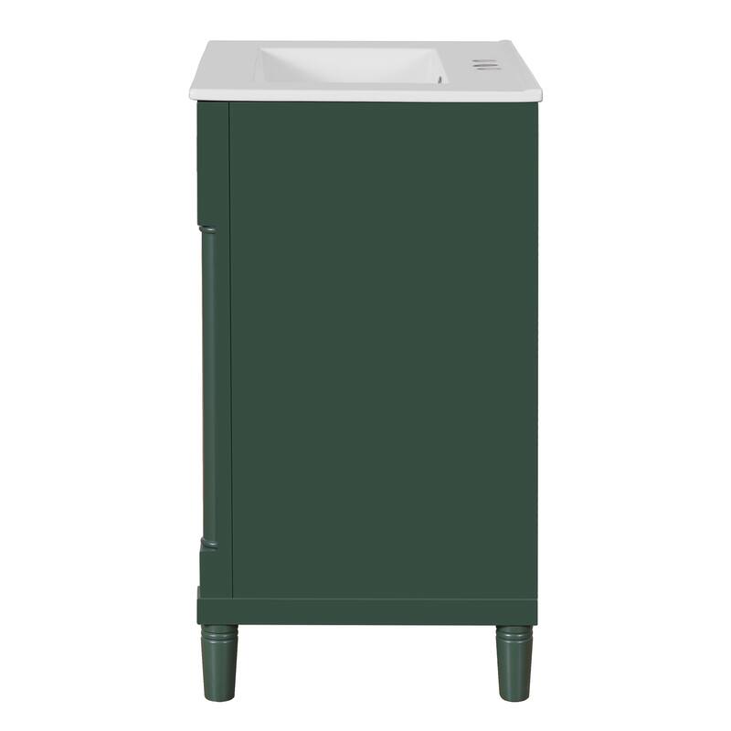 24" Bathroom Vanity with Integrated Ceramic Sink, Bathroom Cabinet with 2 Doors, Single Sink Bathroom Vanity