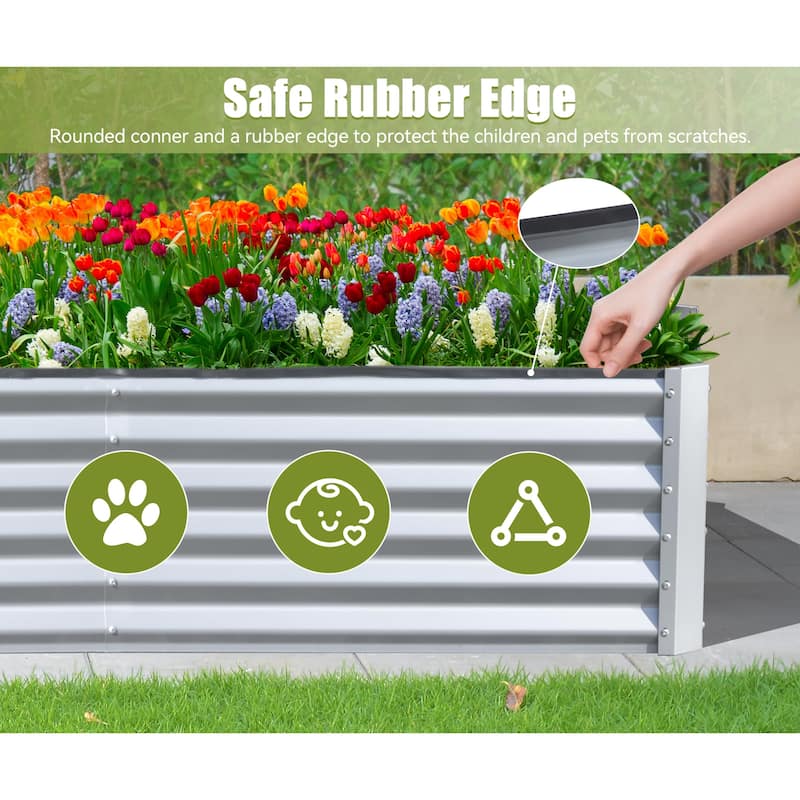6x3x1.5ft Galvanized Raised Garden Bed, Planter Garden Boxes Large Metal Planter Box for Gardening Vegetables Fruits Flowers