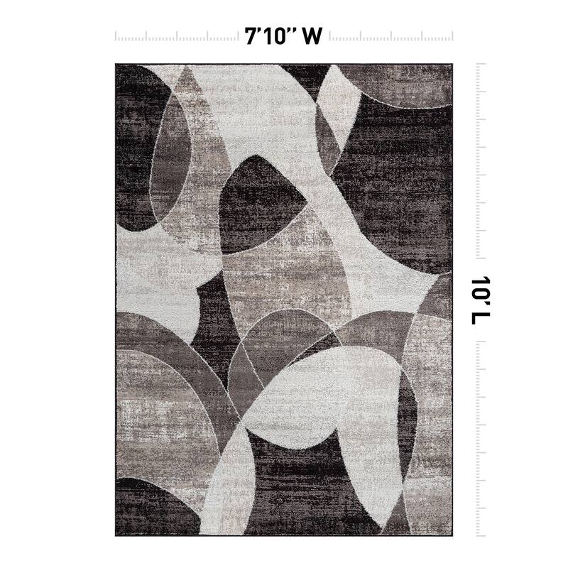 Contemporary Distressed Circle Area Rug