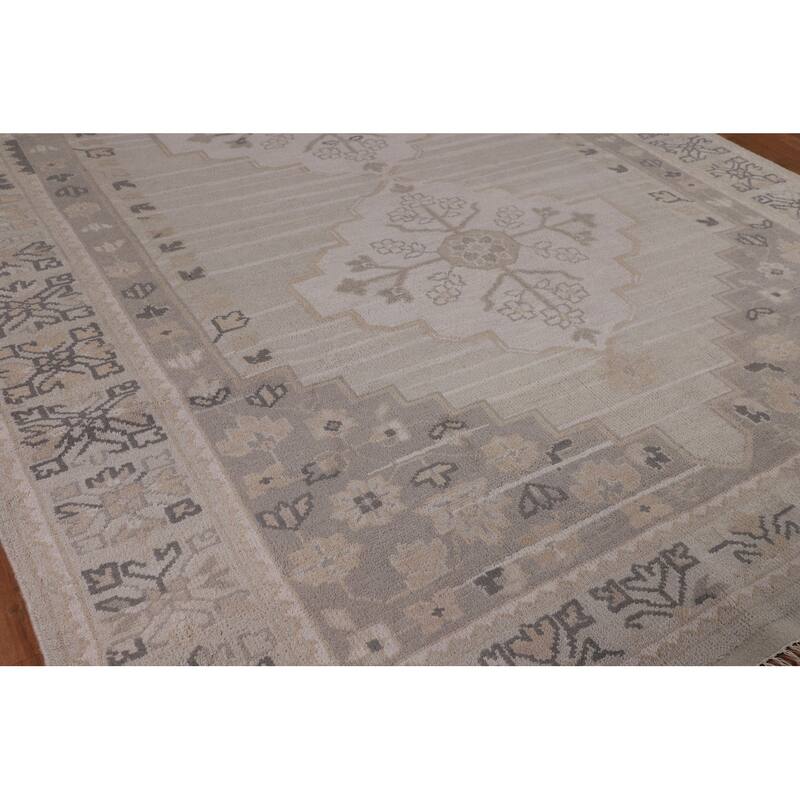 Geometric Heriz Serapi Indian Area Rug Hand-Knotted Wool Carpet - 8'9"x 11'8"