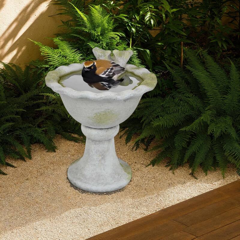 Ivina Bird Feeder Bird Bath, Gray and Green, Decorative, 12 Inch