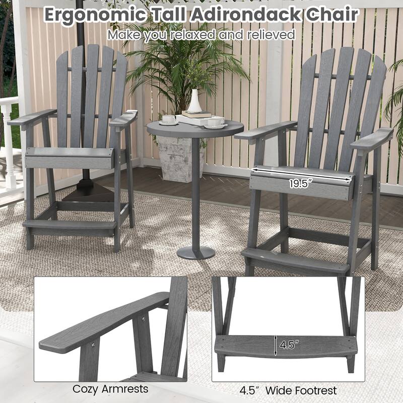 Gymax Tall Bar Stool HDPE Chair w/ Armrest Footrest Home Indoor