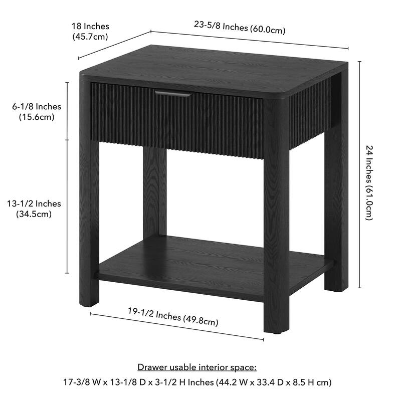 Pomona 24" Wide Rectangular Fluted Nightstand