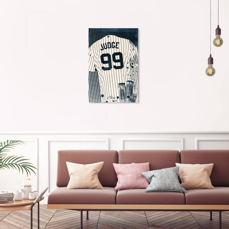 Wynwood Studio Prints Fashion and Glam Navy Baseball Jersey Blue and Navy Blue Modern & Contemporary Wall Art Canvas Print - 30 x 20