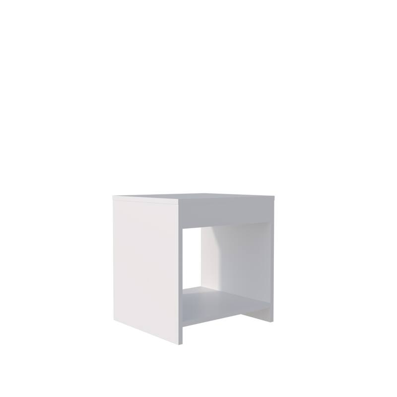 Modern Nightstand with Lower Shelf, White, Compact and Durable