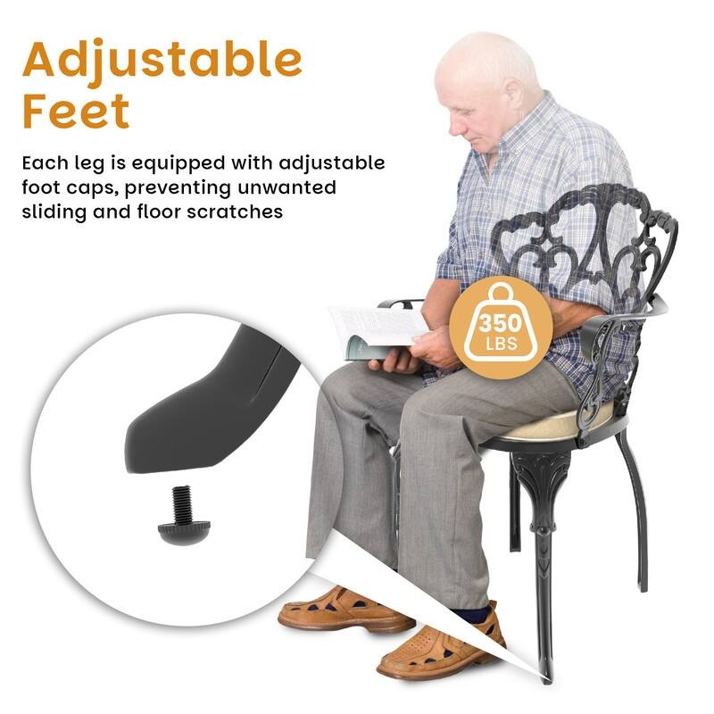 5-Piece Cast Aluminum Outdoor Dining Set with 66.93'' L X 37.40'' W Rectangular Table and Seat Cushions