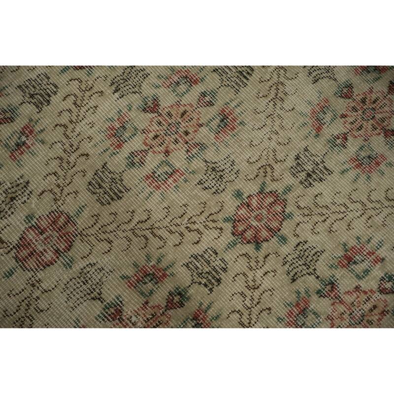 Hand Knotted Oriental 100% Wool Carpet Transitional All-Over Beige & Ivories Anatolian Area Rug - 9' 7'' X 5' 7''