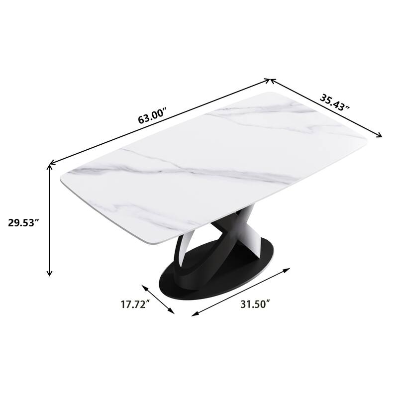 63 inch Modern White Rectangular Dining Table