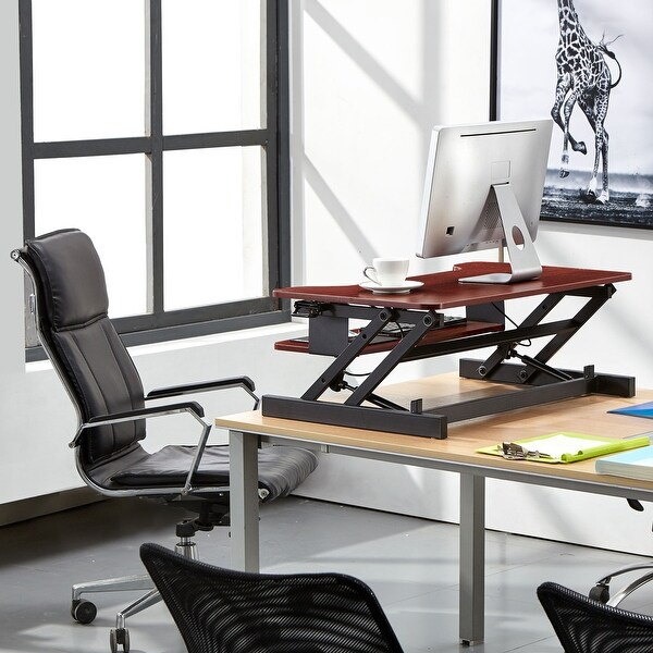 Boonliving Adjustable Desk Sit & Stand Computer Riser for Home and Office - Ergonomic Workstation with Keyboard Tray, 31.5" Wide. Opens flyout.