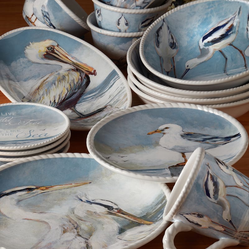 Certified International Shorebirds Rectangular Platter, 16" x 12" x 1.25" - 16" x 12" x 1.25"