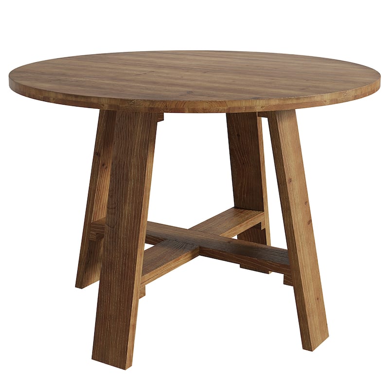 39.4" Round Solid Wood Dining Table, Kitchen Dinner Table for 2-4 People Dining Room