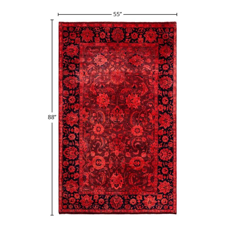 Contemporary Overdyed Wool Hand Knotted Area Rug - 4' 7" x 7' 4"