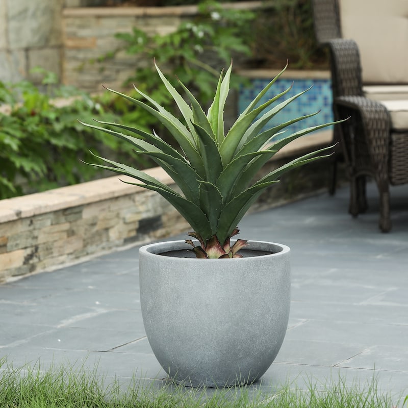 Tapered Round MgO Planter, Indoor and Outdoor - MEDIUM - Light Grey