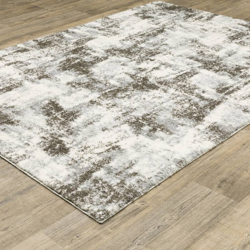 Vannes Marbled Abstract Ivory/Gray Area Rug