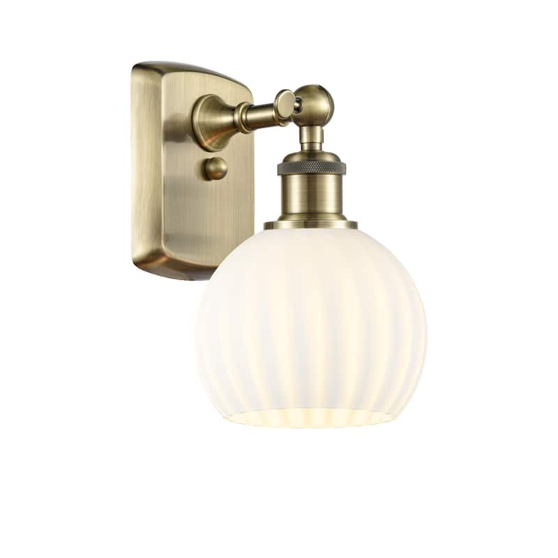 Innovations Lighting 516-1W-9-6 White Venetian Sconce White Venetian - Antique Brass / White Venetian