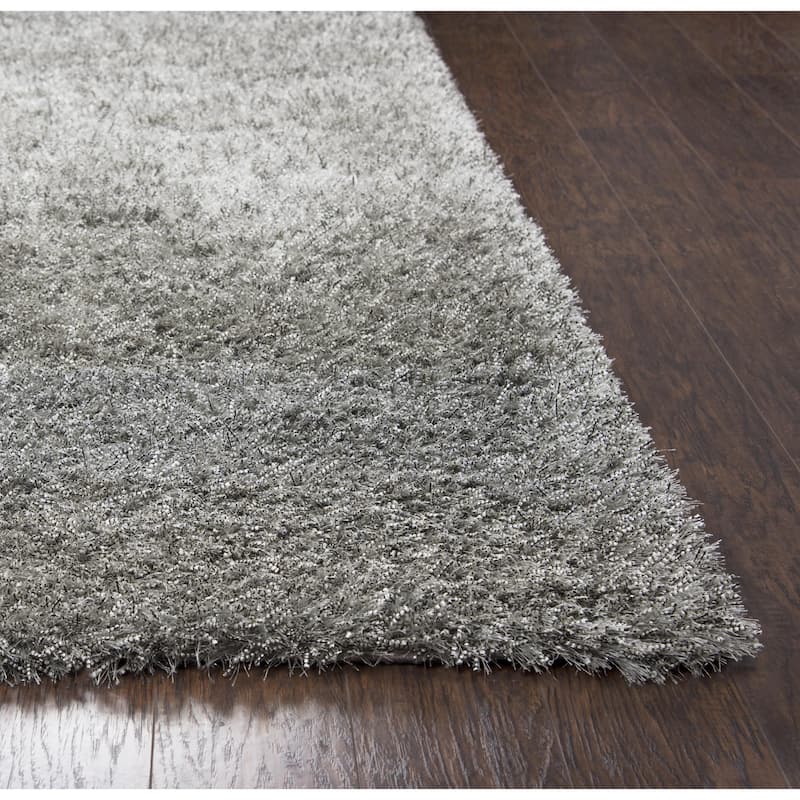 Alora Decor Pearl Contemporary Solid Gray Polyester/Lurex Area Rug