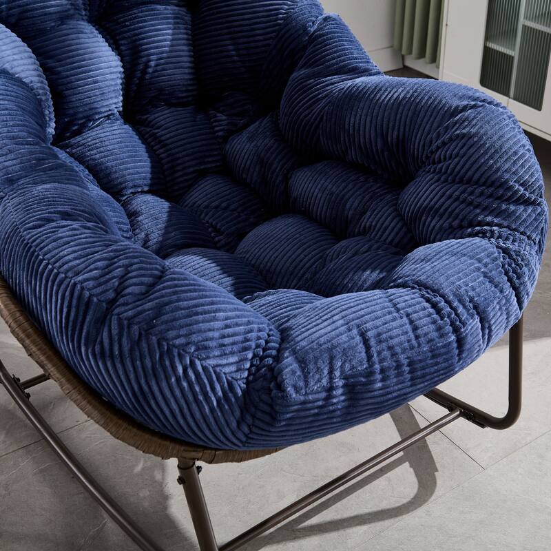 Velvet Rocking Chair with Faux Fur and Steel Frame - 43.70"D x 37.20"W x 31.50"H
