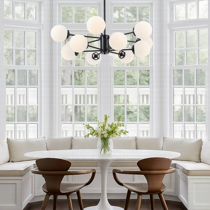 CO-Z Dimmable Modern Linear Sputnik Pendant Chandelier with Frosted Glass Globe Shades (6/8/12 - Light)