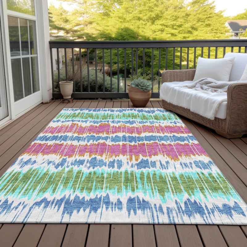 Machine Washable Indoor/ Outdoor Chantille Contemporary Ombre Rug - White - 10' x 14'
