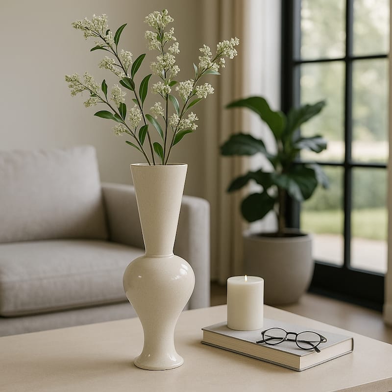 Stoneware Decorative Vase Oversized Tall Flower Sculptural Pedestal