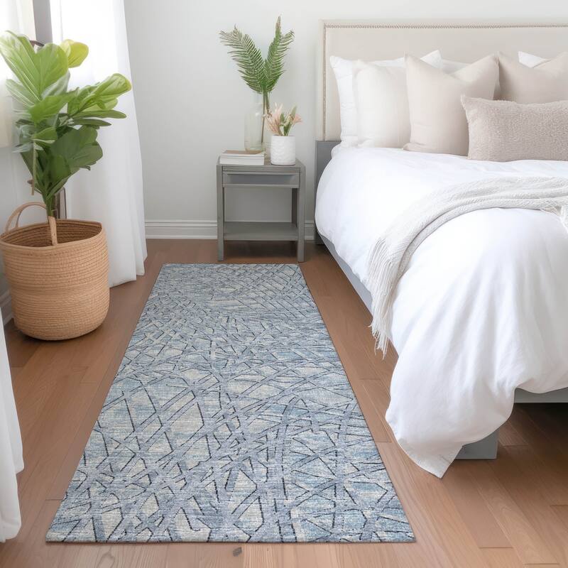 Premium Washable Super Soft Abstract Contemporary Mayfield Rug - Blue - 2' 3" x 7' 6" - Runner