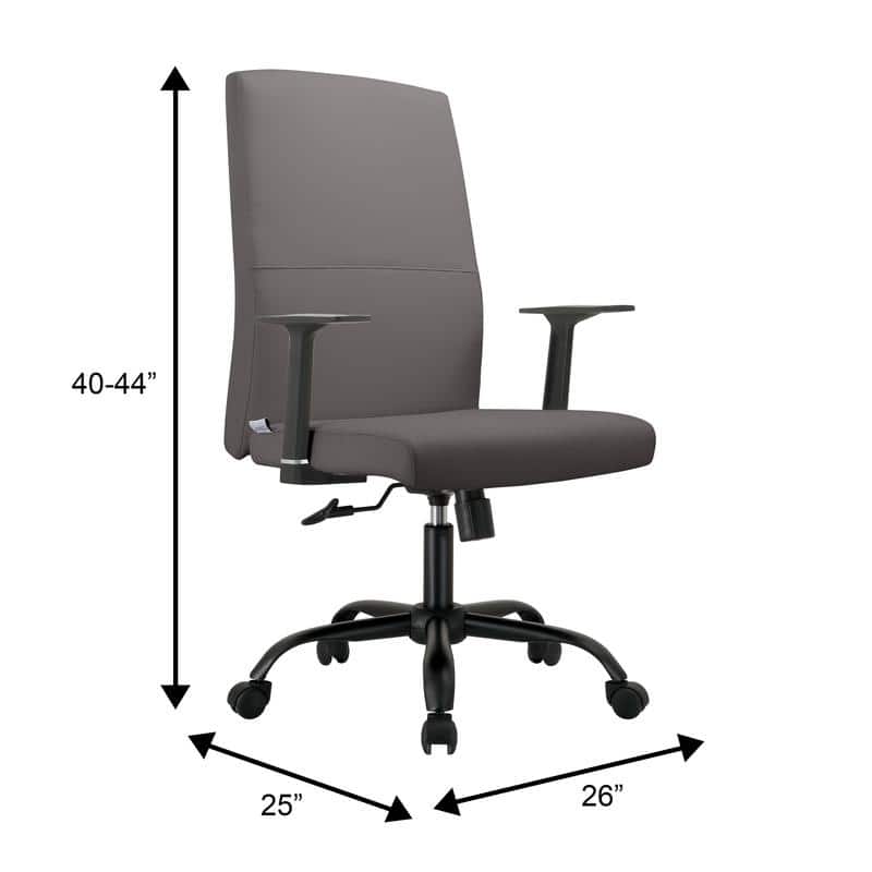 Evander Ergonomic Leather Upholster Office Chair with Aluminum Frame, Foam Cushion, Fixed Armrests, 360° Swivel & Quick Assembly