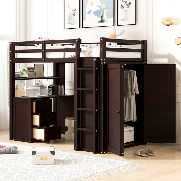 Bunk bed all in 1 loft with trundle desk chest closet new arrivals